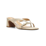 Glam Block Heel Sandals In Wide Width - Light Gold