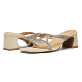 Glynn Block Heel Sandals - Light Gold