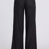 5 Pocket Wide Leg Trouser Pants - Black