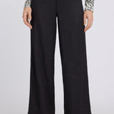 5 Pocket Wide Leg Trouser Pants - Black