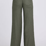 5 Pocket Wide Leg Trouser Pants - Desert Green