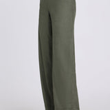 5 Pocket Wide Leg Trouser Pants - Desert Green