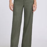 5 Pocket Wide Leg Trouser Pants - Desert Green