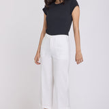 Wide Leg Cargo Capri Pants - Optic White