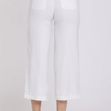 Wide Leg Cargo Capri Pants - Optic White