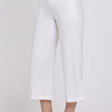 Wide Leg Cargo Capri Pants - Optic White