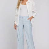 Wide Leg Cargo Capri Pants - Blue Clover