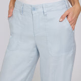 Wide Leg Cargo Capri Pants - Blue Clover