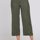 Wide Leg Cargo Capri Pants - Desert Green