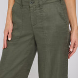 Wide Leg Cargo Capri Pants - Desert Green