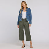 Wide Leg Cargo Capri Pants - Desert Green