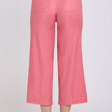 Wide Leg Cargo Capri Pants - Desert Rose