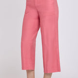 Wide Leg Cargo Capri Pants - Desert Rose