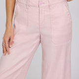 Wide Leg Cargo Capri Pants - Light Lilac