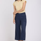 Wide Leg Cargo Capri Pants - Oxford Navy