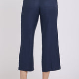 Wide Leg Cargo Capri Pants - Oxford Navy