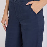 Wide Leg Cargo Capri Pants - Oxford Navy