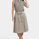 Button Front Midi Skirt - Saddlewood