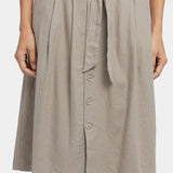 Button Front Midi Skirt - Saddlewood