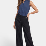 Mona Wide Leg Trouser Pants - Black