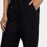 Relaxed Drawstring Pull-On Pants - Black