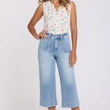 Brigitte Wide Leg Capri Jeans - Mist Springs