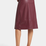 Faux Leather A-line Skirt - Tavern