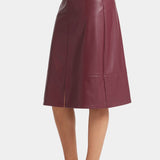 Faux Leather A-line Skirt - Tavern