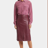 Faux Leather A-line Skirt - Tavern