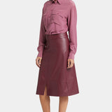 Faux Leather A-line Skirt - Tavern