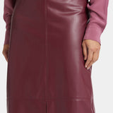 Faux Leather A-line Skirt - Tavern