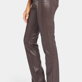 Faux Leather Marilyn Straight Pants - Cordovan