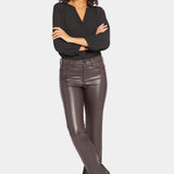 Faux Leather Marilyn Straight Pants - Cordovan