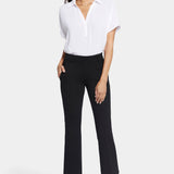 Pull-On Flared Ankle Trouser Pants - Black