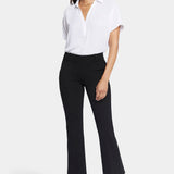 Pull-On Flared Ankle Trouser Pants - Black