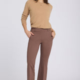 Pull-On Flared Ankle Trouser Pants - Deep Taupe