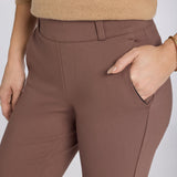 Pull-On Flared Ankle Trouser Pants - Deep Taupe
