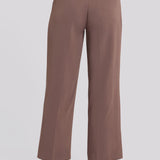 Wide Leg Ankle Trouser Pants - Deep Taupe