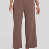Wide Leg Ankle Trouser Pants - Deep Taupe
