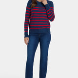 Striped Cashmere Crewneck Sweater - Navy Red Stripe