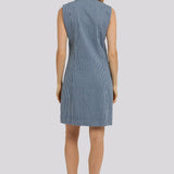 Sleeveless Denim Utility Dress - Malaga Stripe