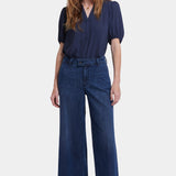 Mona Wide Leg Trouser Ankle Jeans - Ibiza Blues