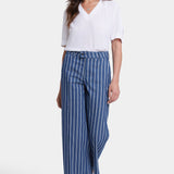 Mona Wide Leg Trouser Ankle Jeans - Huelva Stripe