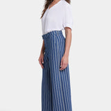 Mona Wide Leg Trouser Ankle Jeans - Huelva Stripe