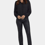 Python Coated Marilyn Straight Jeans - Black Coated Python