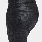 Python Coated Marilyn Straight Jeans - Black Coated Python