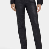 Python Coated Marilyn Straight Jeans - Black Coated Python