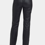 Python Coated Marilyn Straight Jeans - Black Coated Python