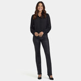 Python Coated Marilyn Straight Jeans - Black Coated Python