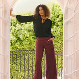 Mona Wide Leg Trouser Jeans - Sienna Red